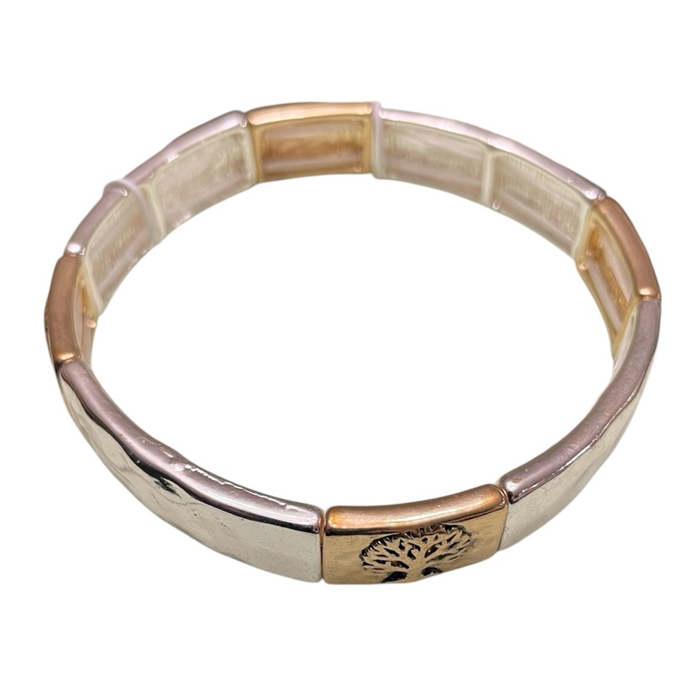 ICON COLLECTION SILVER AND GOLD STRETCHY BRACELET NEW